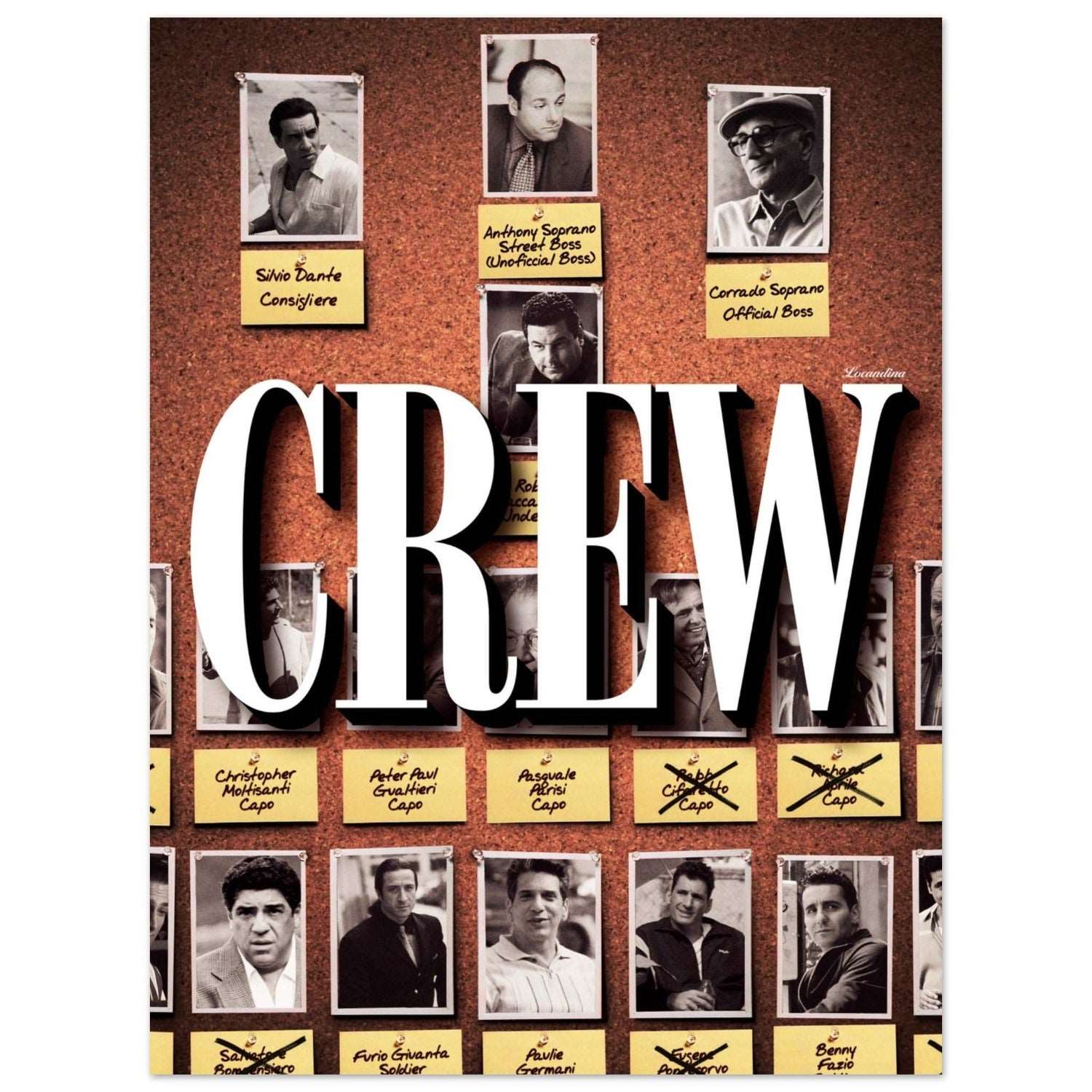 CREW POSTER is cheap and high quality wall art displaying the hierarchy og the Sopranos - Locandina Posters