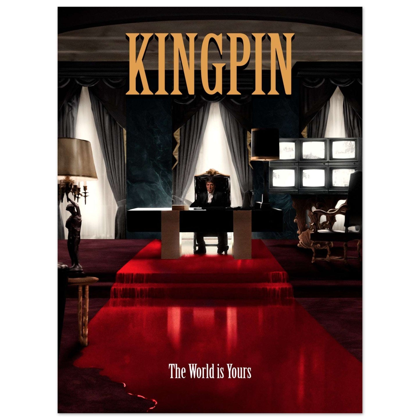 Kingpin Poster including Tony Montana from Scarface. Made by Locandina Poster