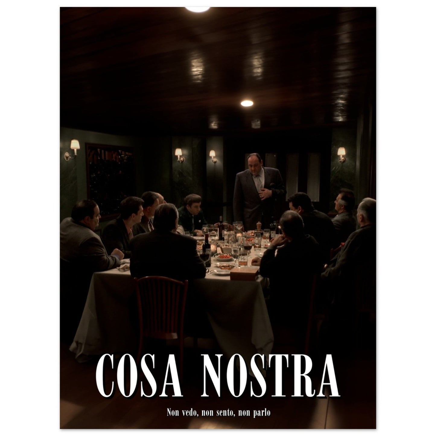 COSA NOSTRA POSTER is cheap and high quality wall art displaying a meeting from The Sopranos - Locandina Posters