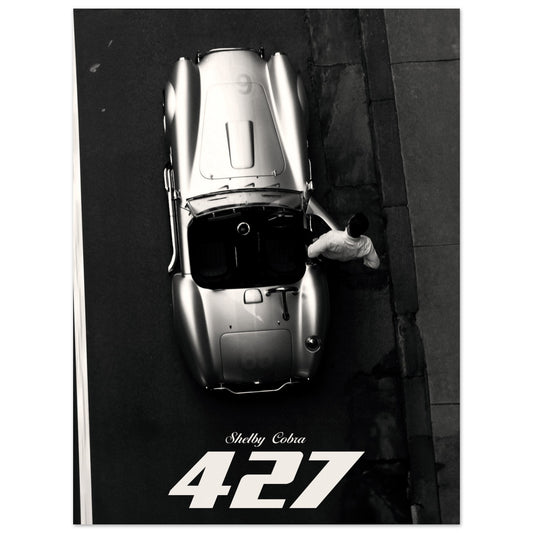 Car poster inspired by Shelby Cobra. Poster made by Locandina Posters