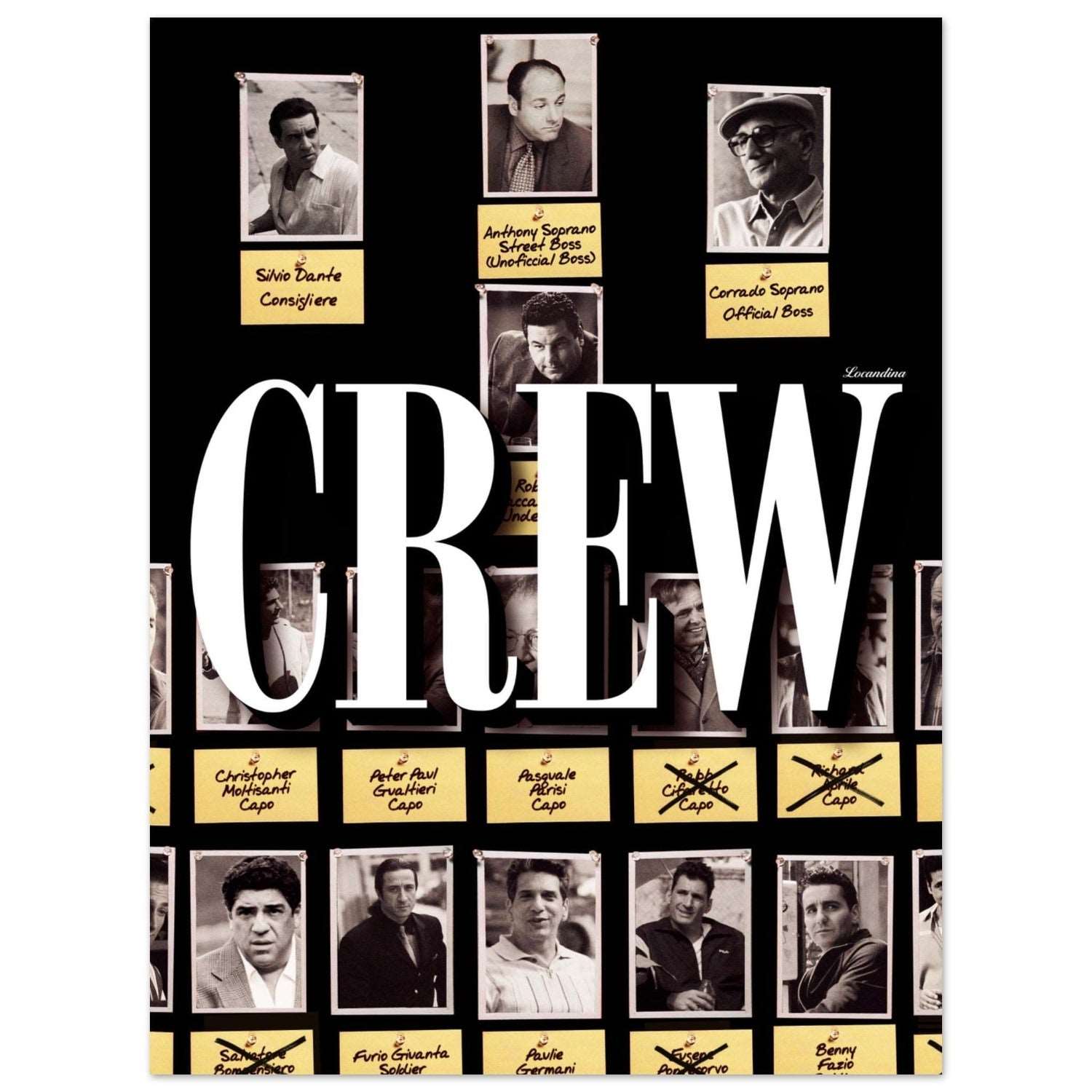 CREW BLACK POSTER is cheap and high quality wall art displaying the hierarchy of The Sopranos - Locandina Posters