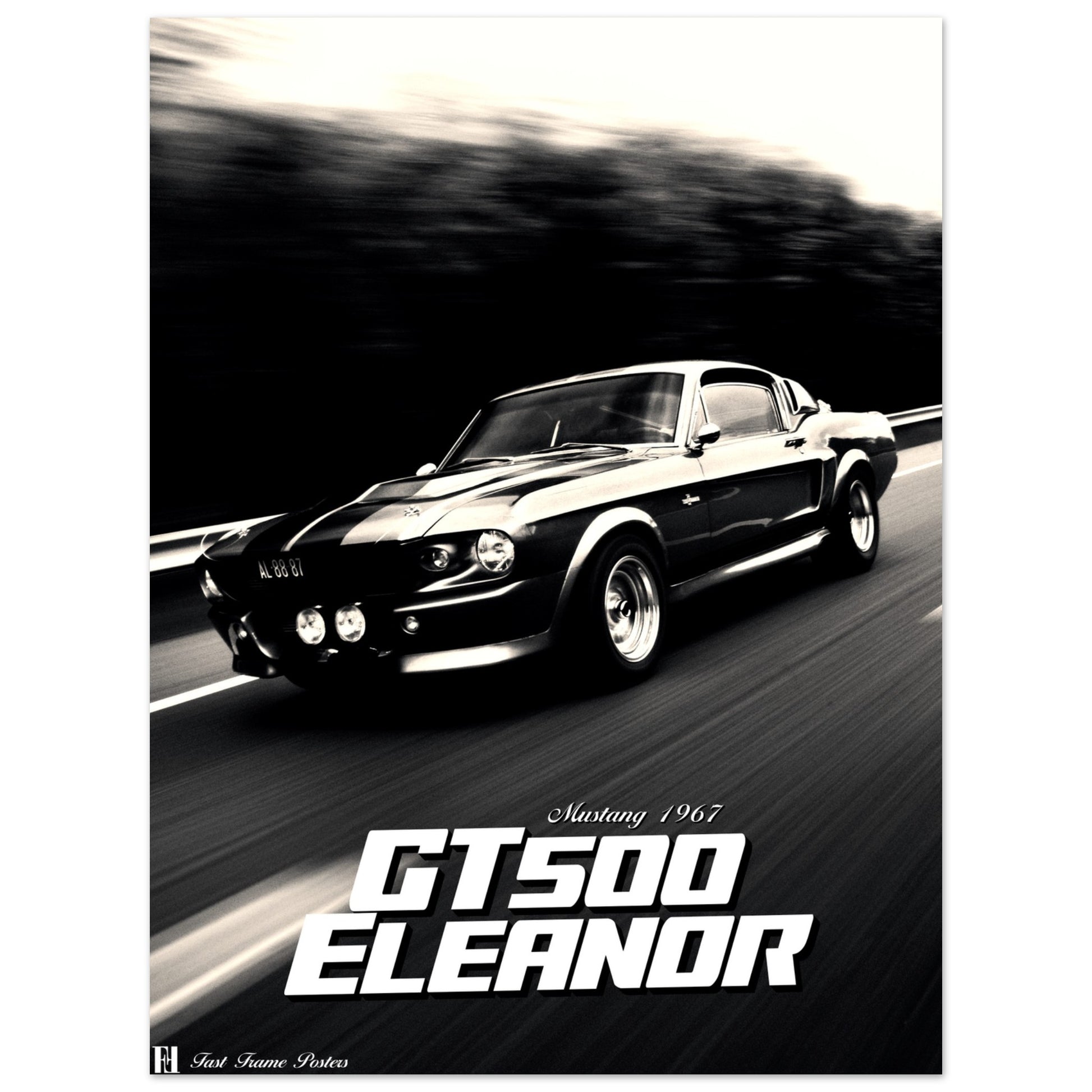 car poster inspired by GT500 Eleanor. Poster made by Locandina Posters