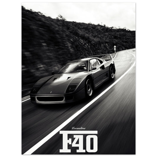 Poster inspired by the car Ferrari F40. Poster made by Locandina Posters